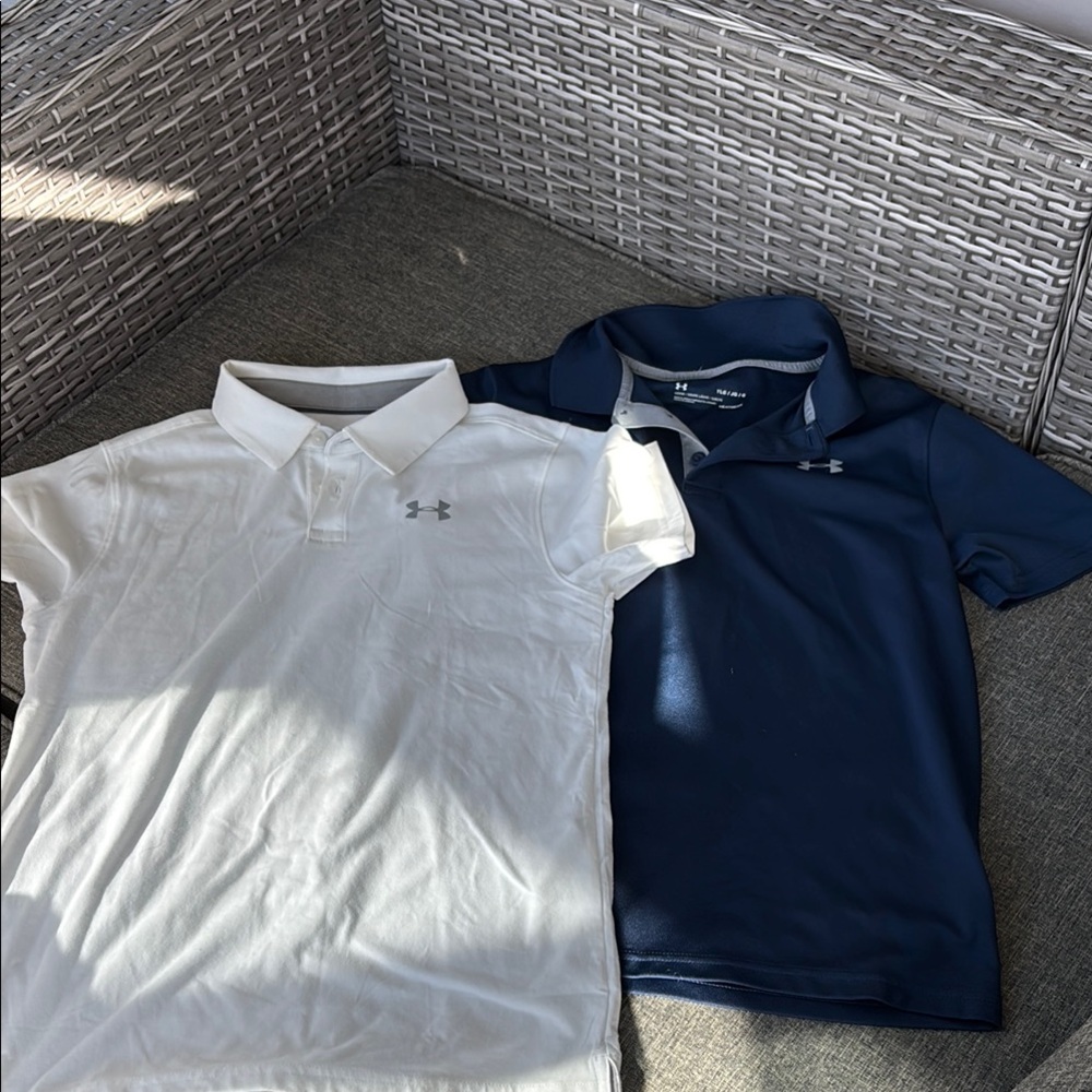 YUnder Armour White and Navy Polo Shirts